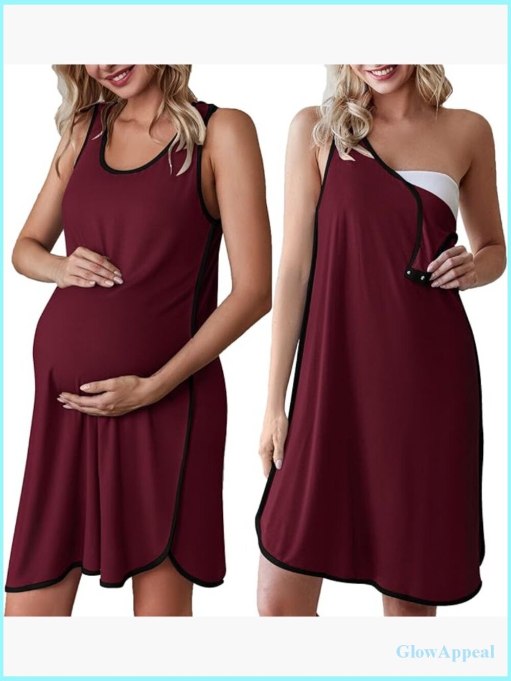 Large Maternity Nursing Nightgown Sleeveless Snap Button Labor Delivery Hospital